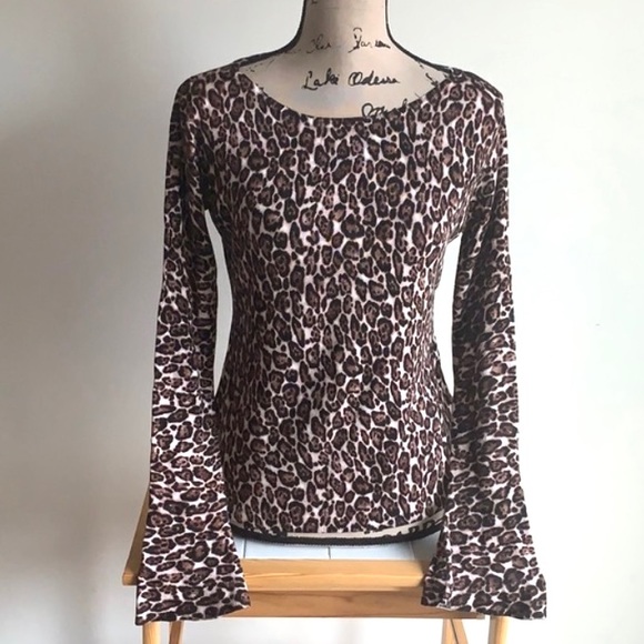 White House Black Market Sweaters - White House Black Market leopard bell sleeve top